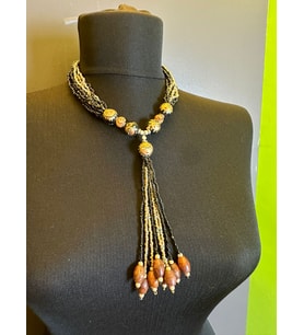 BAMBU BONCUK İŞLEME SURATLI KADIN KOLYE BOY 17