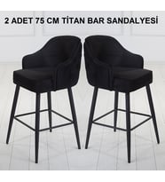 2 ADET TİTAN 75 CM OTURUM YÜKSEKLİĞİ ADA MUTFAK VE BAR SANDALYESİ - BABYFACE KUMAŞ - METAL AYAK