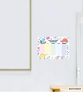 Bizerk Görsel Haftalık Ders Programı Laminasyonlu Planlayıcı Çocuk Odası Kreş Anaokulu Duvar Yapışkanı Sticker