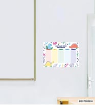 Bizerk Görsel Haftalık Ders Programı Laminasyonlu Planlayıcı Çocuk Odası Kreş Anaokulu Duvar Yapışkanı Sticker