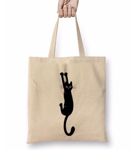 Yaramaz Kedi Black Cat Holding Bez Çanta Uzun Saplı