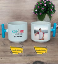 Komiser Yardımcısı Kupa Bardak Fotoğraflı T Mavi Kulplu 10 Nisan Polisler Günü Hediyesi