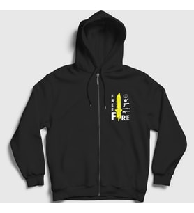 Presmono Unisex Siyah Knife Free Fire Fermuarlı Kapüşonlu Sweatshirt 232912tt