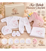 Unicorn Yastıklı Kız Bebek Hastane Çıkış Seti – Kişiye Özel Baskılı Mirellora