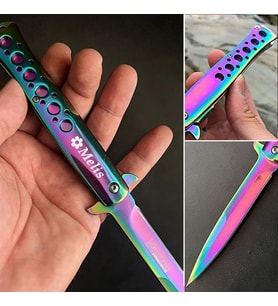 Kişiye Özel İsimli Columbia 1111-GK 23 CM Minimal Çiçek Baskılı Tac Force Ti-Lite Gökkuşağı Çakı (Çok Renkli)