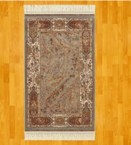 Hayat Ağacı Desenli 90 X150 CM İpek Halı Gri