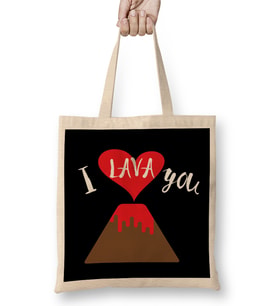 Cute & Funny I Lava You Volcano Valentine's Day Bez Çanta Uzun Saplı