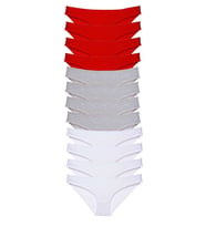 12 adet Süper Eko Set Likralı Kadın Slip Külot Kırmızı Gri Beyaz