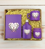 BK Gift Kişiye Özel İsimli DTF Anne Temalı Mor Defter & Kahve Fincanı & Kolonya & Mum Hediye Seti-5, Anneye Hediye, Anneler Günü Hediyesi