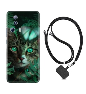 Xiaomi Mi 13 Lite Kılıf Resimli Boyun Askılı İpli Desenli Silikon Blue Butterflys 1350