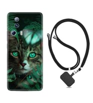 Xiaomi Mi 13 Lite Kılıf Resimli Boyun Askılı İpli Desenli Silikon Blue Butterflys 1350