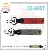 Hız Aşıkları İçin Özel, İsim Plaka ve A Rh (-) Kan Grubu Yazılı x2 Anahtarlık, Nar Çiçeği-Kül Gri-SK