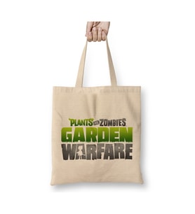 Plants vs Zombies Garden Warfare Beyaz Bez Çanta Uzun Saplı Alışveriş Çantası Plaj Çantası