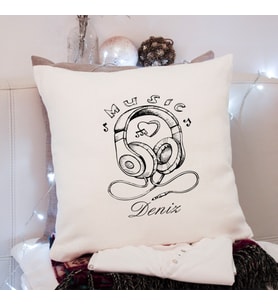 Kulaklık ( Music ) Tasarımlı Yastık Kişiye Özel