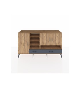 Kronos Konsol 8 Raflı 2 Çekmeceli 3 Kapaklı 176x59x99 Çam-Çam/Antrasit