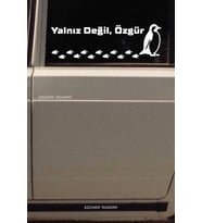 Nihilist Penguen Sticker Yalnız Değil Özgür Penguen Araba Stickerı Beyaz Oto Kaput Yazı Sticker 40 cm