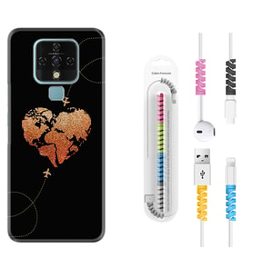 Tecno Camon 16 18P Pova 3 Pova Neo Kılıf Kablo Koruma Spiral Silikon Plane Heart 1721