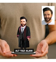 Kişiye Özel Avukat Karikatürlü 18 cm MDF Masaüstü Biblo - Avukat Hediyesi Avukata ve Hukukçuya Hediye