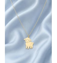 Kişiye Özel 925 Ayar Gümüş Tatlı Kuzu Figürlü Kolye (Gold)