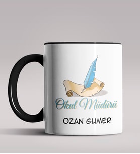 Kişiye Özel Okul Müdürü Tasarımlı Siyah Renk Kupa Bardak 3 (Siyah)