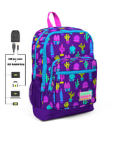 Adalinhome Coral High Kids USB+AUX Soketli Desenli Dört Bölmeli Okul Sırt Çantası (Su Yeşili)