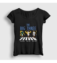 Presmono Kadın Siyah Big Three Novak Rafael Roger Tenis T-Shirt 451969tt