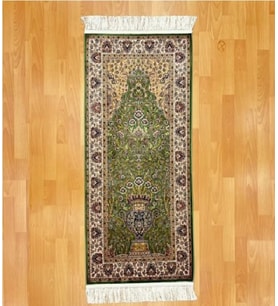 Mihrâb-ı Gülzâr Motifli 60x120 CM İpek Seccade Yeşil