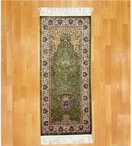 Mihrâb-ı Gülzâr Motifli 60x120 CM İpek Seccade Yeşil