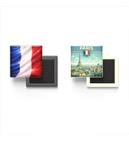 Buzdolap Magnetleri - Fransa Bayrağı ve Paris Retro Tema - 2'li Set Magneti