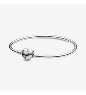 Pandora Charm Uyumlu, Kalp  Klips Yılan Bangle Bilezik, Ahşap Kutulu