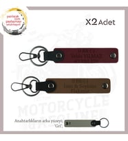 Motosiklet Tutkunlarına, İsim Plaka ve 0 Rh (-) Kan Grubu Yazılı Deri x2 Anahtarlık, Kahve-Bordo-Gr (Çok Renkli)