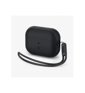 Spigen AirPods Pro (2.Nesil) Kılıf, Spigen Silicone Fit + Strap (Askı İpi) Black Outlet