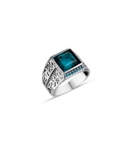 Aquamarine Yüzük Erkek 925 Ayar Gümüş