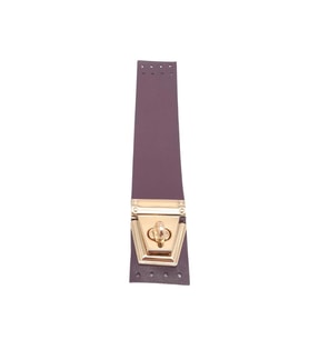Angel Çanta Aksesuar 18x3.5 cm Suni Deri Mor Renk Kapak Light Gold Metalli