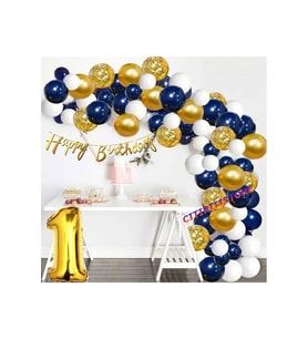 Çıtıpıtıstore Gold Lacivert Doğum Günü Balon Zincir Set