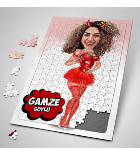 Kişiye Özel Hediye 240 Parça Tatlı Cadı Karikatürlü Puzzle