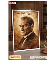 1930'lar Atatürk Posteri A4 21x29,7 cm (Çerçevesizdir)  Dekoratif Tablo Ofis Ev Duvar Süsü