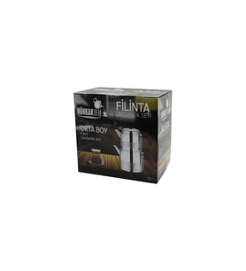 FİLİNTA ORTA BOY ÇELİK ÇAYDANLIK SETİ ÇİFT KAPAKLI RENKLİ BAKALİT KULP ÜST DEMLİK: 1.25LT - ALT SULUK: 2.25LT KENDİNDEN SÜZGEÇLİ (5343)