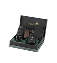 Polo Air Erkek Mıknatıslı Cüzdan Kemer Parfüm Kombin Seti Siyah Renk PM-04-S