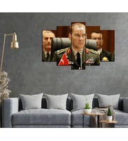 Atatürk Resimli 5 Parçalı Mdf Tablo Seti