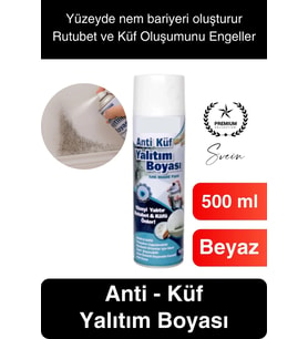 Premium Anti Küf Yalıtım Boyası Sprey Beyaz Rutubet Oluşumunu Engeller Duvar Derleme Önleyici 500 ml