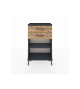 Arges Komodin Tek Raflı 2 Çekmeceli 60x30x96 Antrasit-Çam