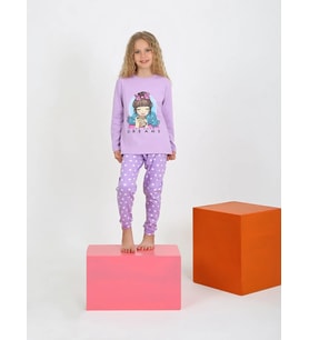 Kız Çocuk Let Your Dreams Fiyonklu Pijama Takımı - Lila / 1-2 YAŞ