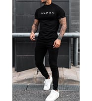 Unisex Alpha  Baskılı 2'li Eşofman Takımı (Siyah)