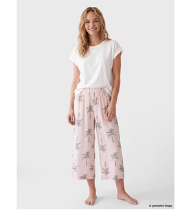 LCW DREAM Pembe Desenli Kadın Kaprili Pijama Takımı