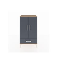 Arges Komodin 3 Raflı Tek Çekmeceli 2 Kapaklı 60x30x106 Çam-Antrasit