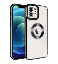 Coverzone Apple iPhone 13 ile uyumlu K?l?f Kamera Korumal? Logo G�steren Parlak renk kenar �izgileri ile ??k bir tasar?m Colored Z-Omega Kapak Siyah