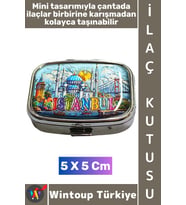 #Hediye Hediye Dekoratif Şık İstanbul Tema 2 Bölmeli Vitamin Hap Tablet İlaç Saklama Kutusu 5 X 5 Cm