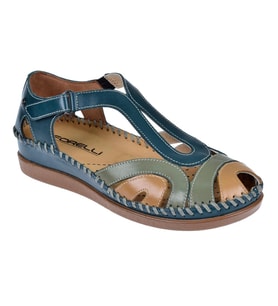 Forelli Hakiki Deri Comfort Kadın Sandalet FOR-22521 KOT MAVİ