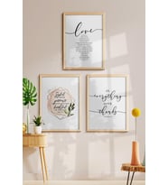 Çerçeveli Çoklu Tablo Modern Çerçeveler Ev Dekoru Konsept 3'lü Ahşap Çerçeve Love Home Yazılı ÖZC-449-AHŞAP (Natural)